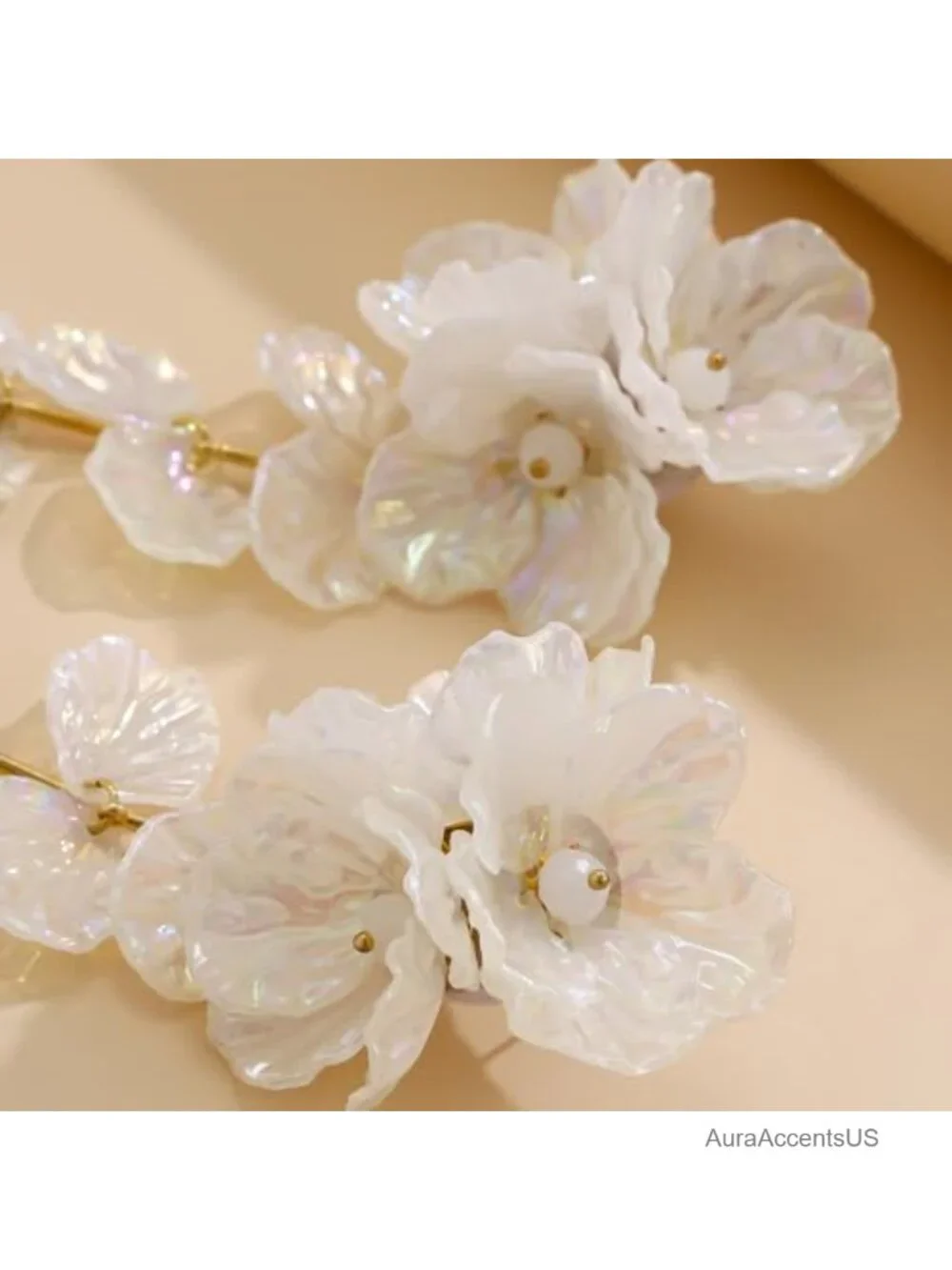 Fabric Flower Drop Earrings Long Tassel Boho Statement Jewelry